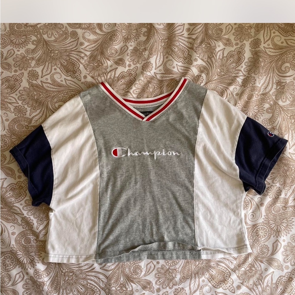 Champion Gray and White Short Sleeve Tee